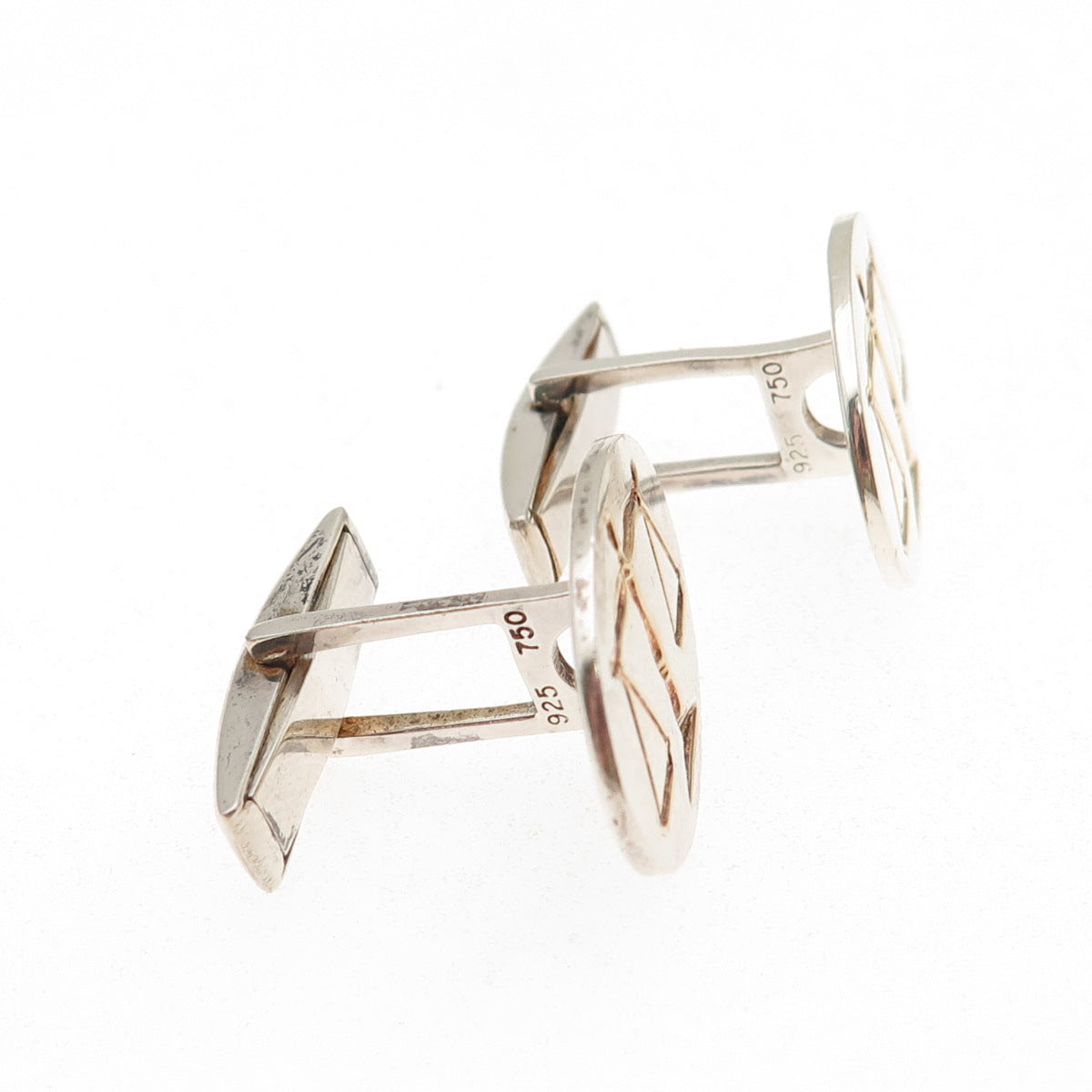 TIFFANY & CO. 925 Sterling Silver 18K Gold Vintage Libra Zodiac Sign Cufflinks