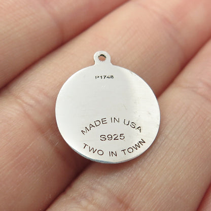 925 Sterling Silver USA Two In Town Cartoon Sheep Charm Pendant