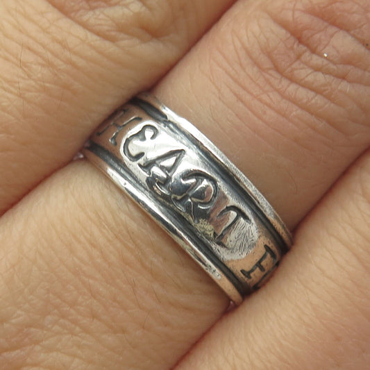 925 Sterling Silver Vintage "My Heart For You" Band Ring Size 7.75