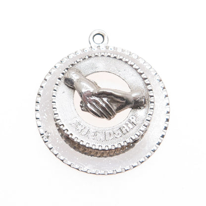 925 Sterling Silver Vintage M&M Friendship Charm Pendant
