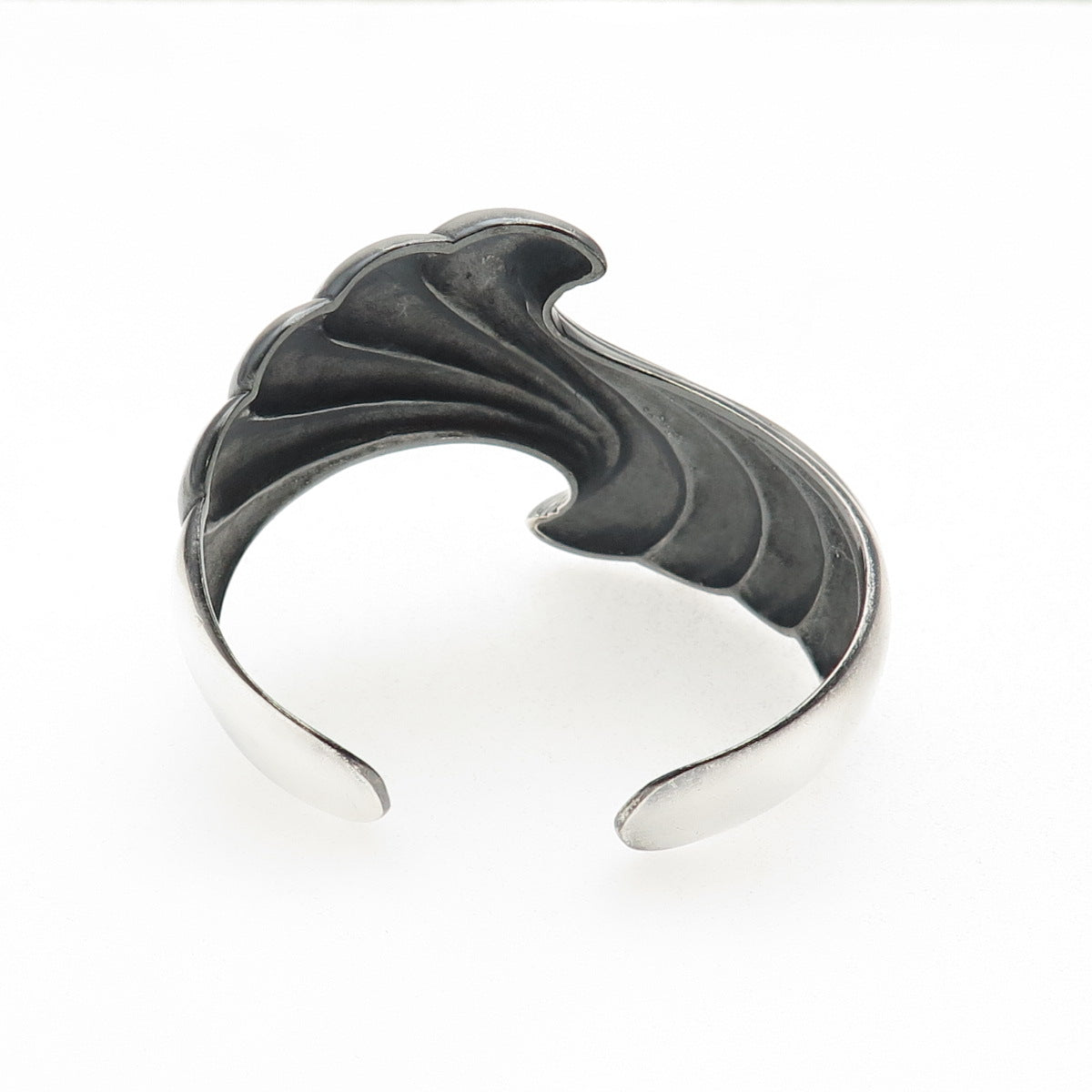 Kabana 925 Sterling Silver Vintage Modernist Oxidized Adjustable Bracelet 6.5"