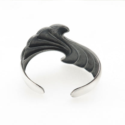 Kabana 925 Sterling Silver Vintage Modernist Oxidized Adjustable Bracelet 6.5"