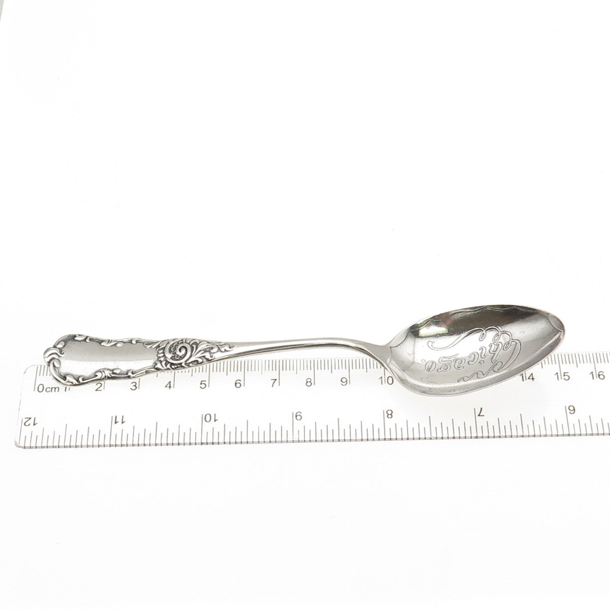 925 Sterling Silver Antique Art Deco Chicago States & Cities Coffee Spoon