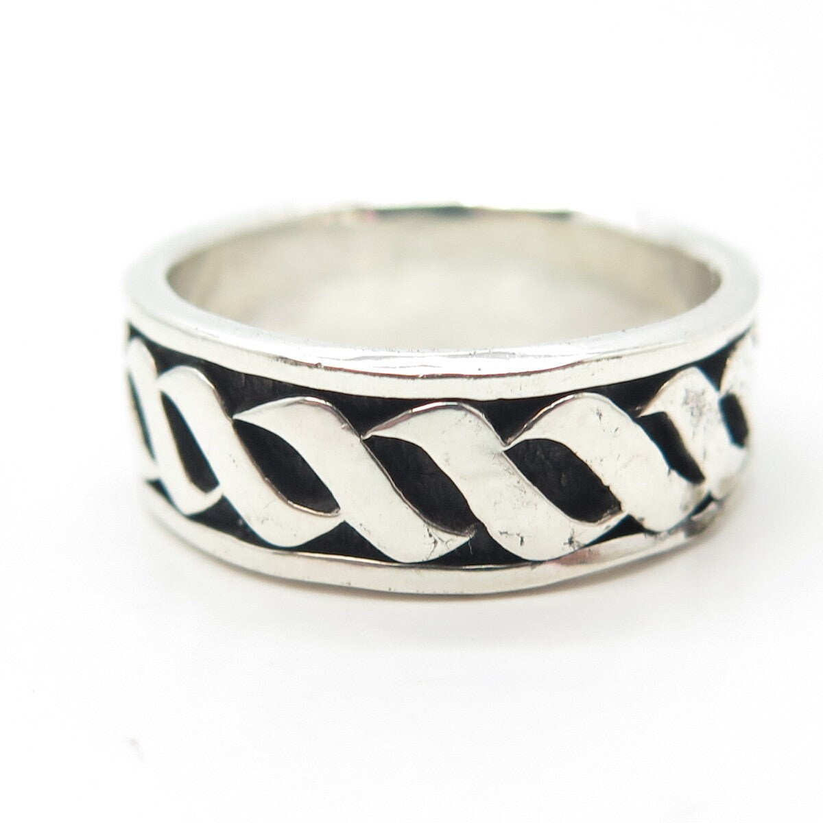 925 Sterling Silver Vintage Braided Band Ring Size 10.75