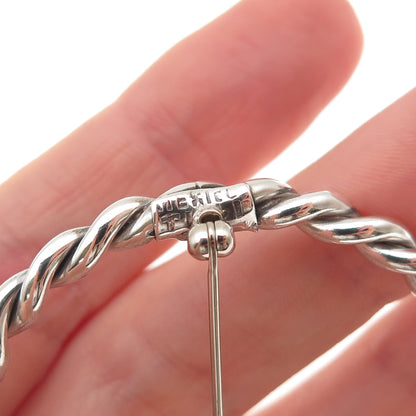 925 Sterling Silver Vintage Mexico Twisted Circle of Life Oxidized Pin Brooch