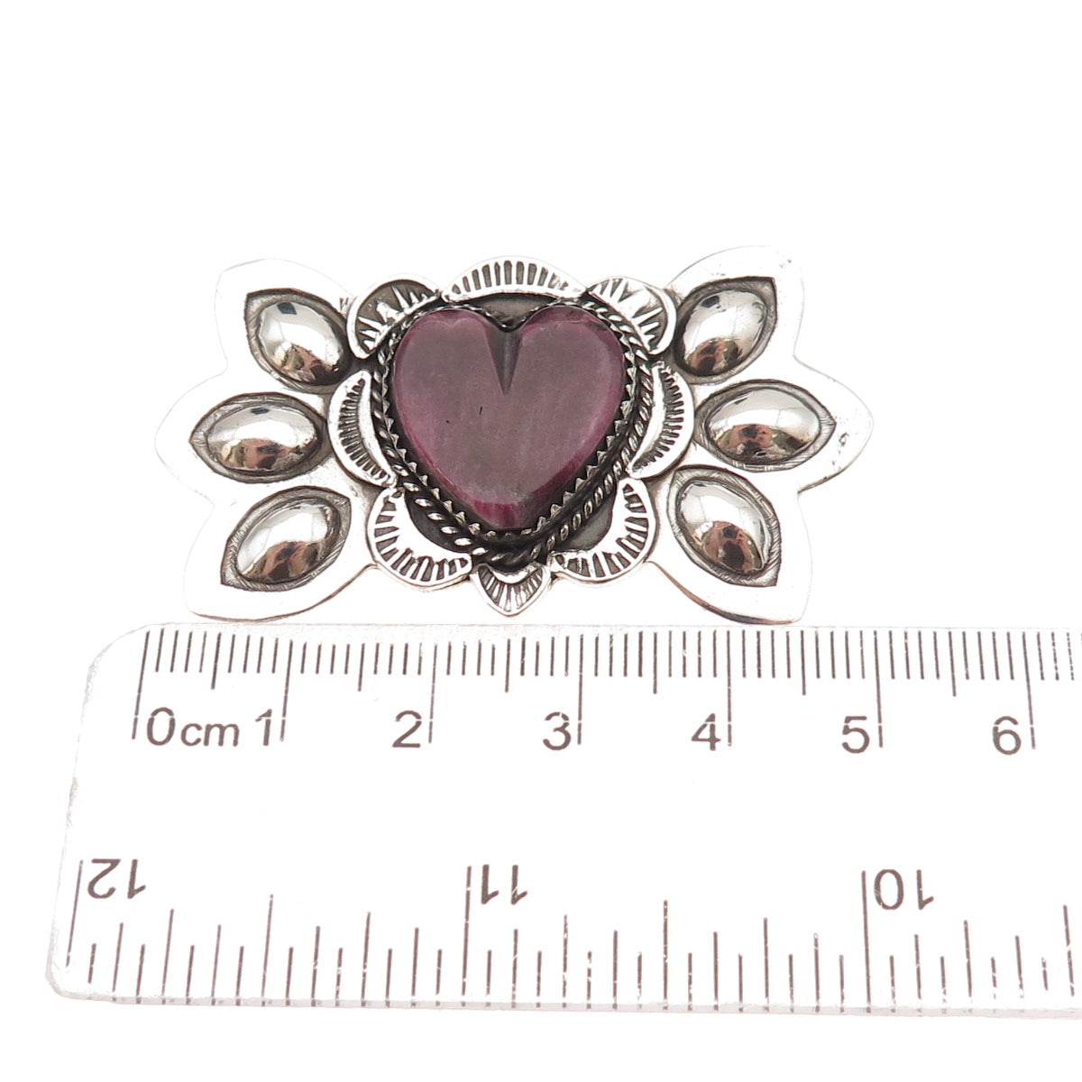 Bobby Francis Navajo Old Pawn Sterling Silver Vintage Sugilite Heart Pin Brooch