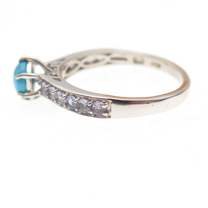 Chuck Clemency 925 Sterling Silver Real Turquoise & Tanzanite Ring Size 9
