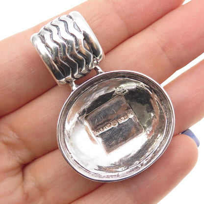 925 Sterling Silver Vintage Modernist Dotted Oxidized Pendant