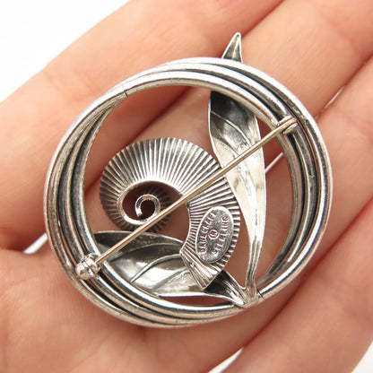 925 Sterling Silver Vintage Danecraft Leaf Floral Pin Brooch
