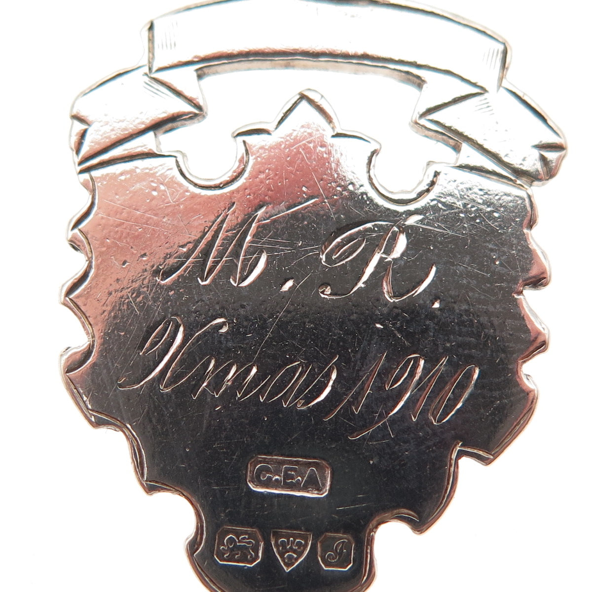 H. Brockwell C.E. Adams 925 Sterling Gold Antique 1904-09 Pocket Watch Fob Chain