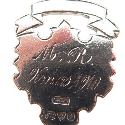 H. Brockwell C.E. Adams 925 Sterling Gold Antique 1904-09 Pocket Watch Fob Chain