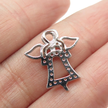 HAN 925 Sterling Silver Round-Cut C Z Angel Minimalist Pendant