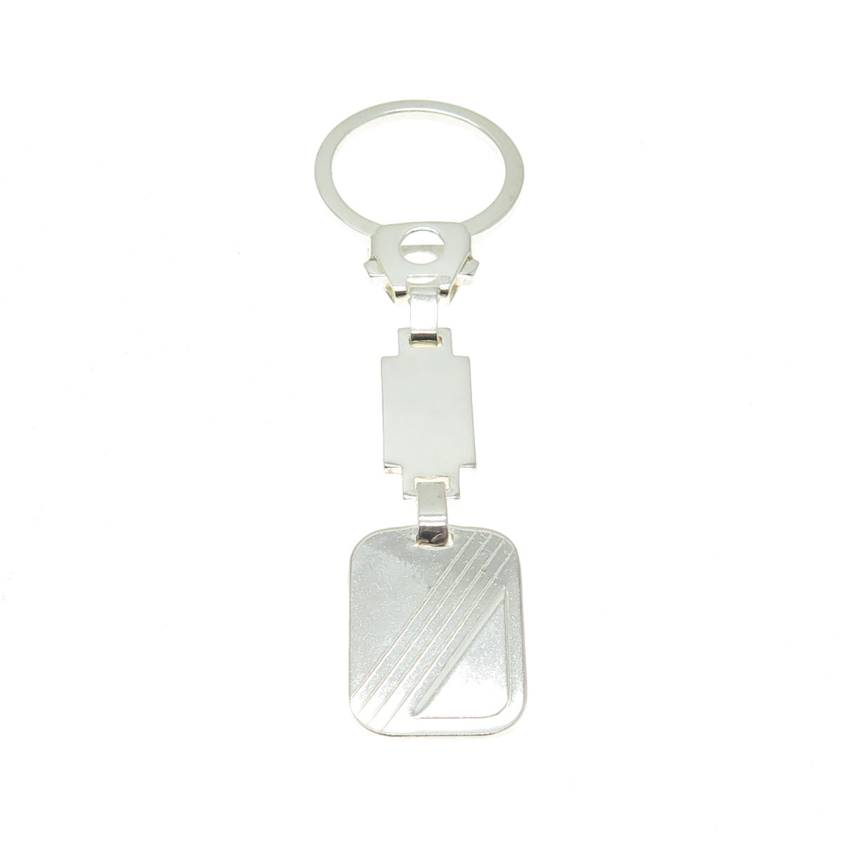 925 Sterling Silver Vintage Italy Tag Fob Key Ring Holder