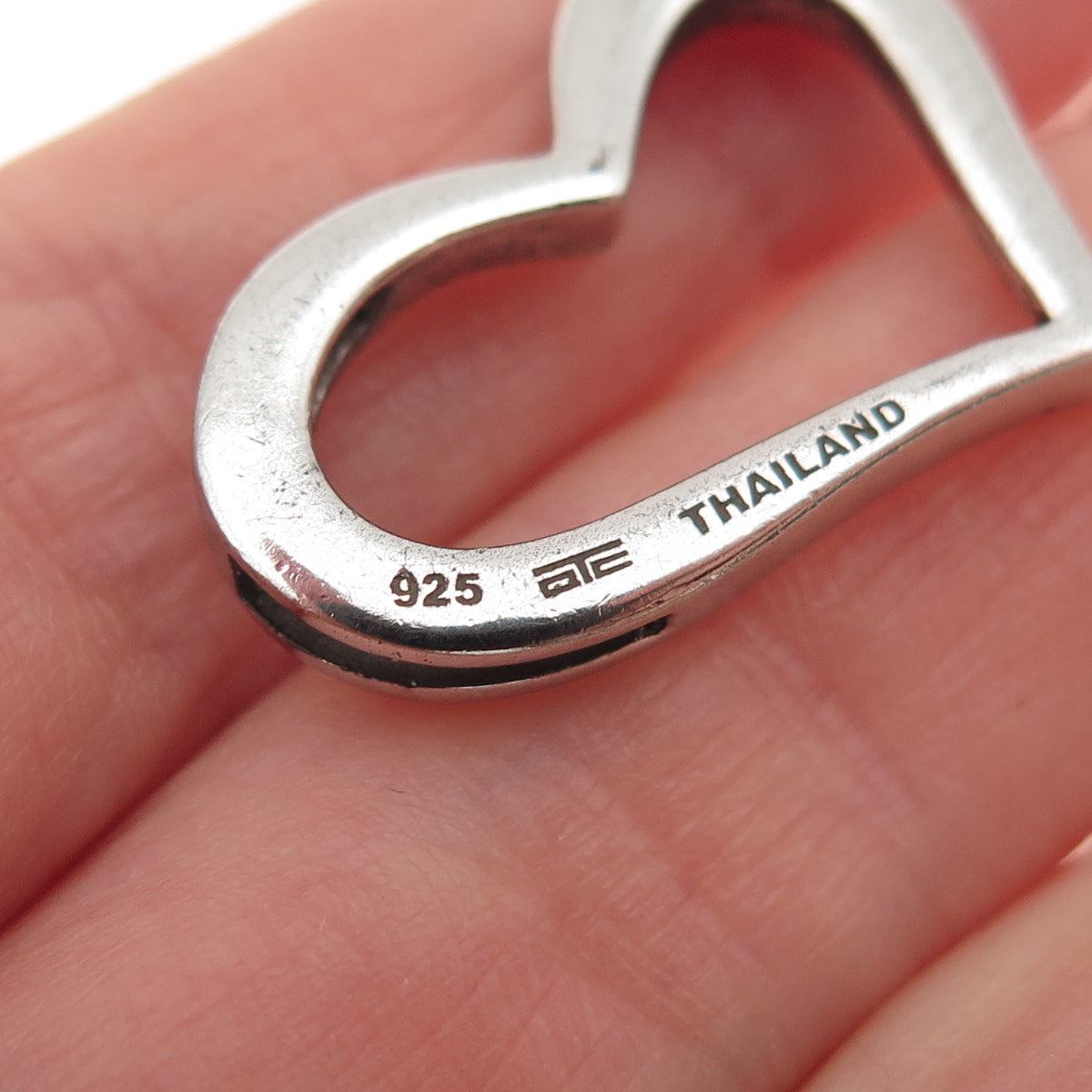 925 Sterling Silver Modernist Open Heart Slide Pendant