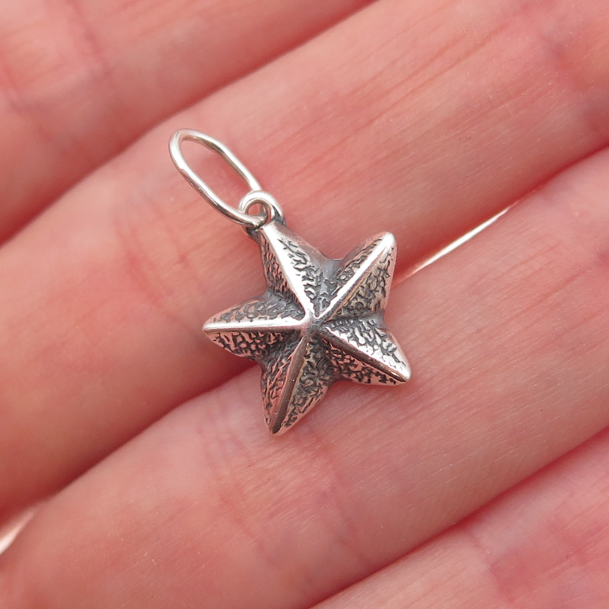 925 Sterling Silver Vintage Starfish Oxidized Charm Pendant