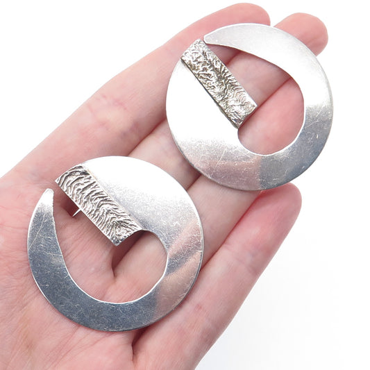 925 Sterling Silver Vintage Modernist Horn Earrings