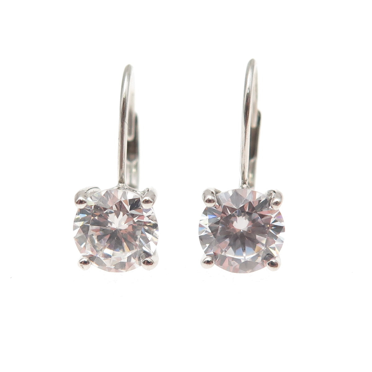 925 Sterling Silver Round-Cut C Z Earrings