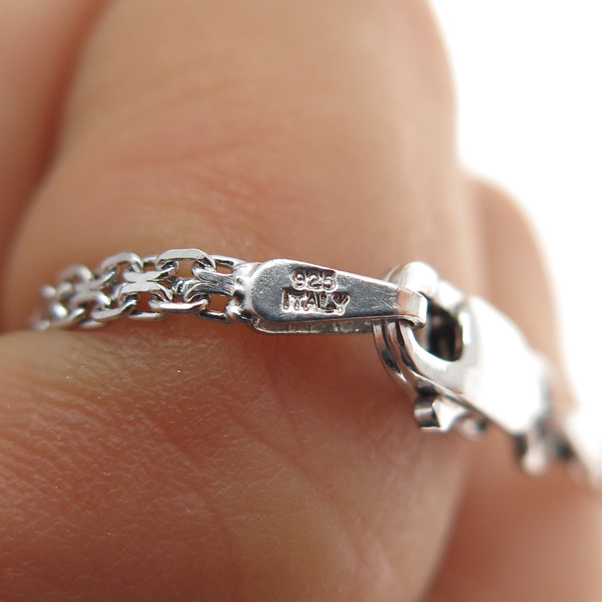 SUN 925 Sterling Silver 14K Gold Real Diamond Bismark Chain Necklace 16"