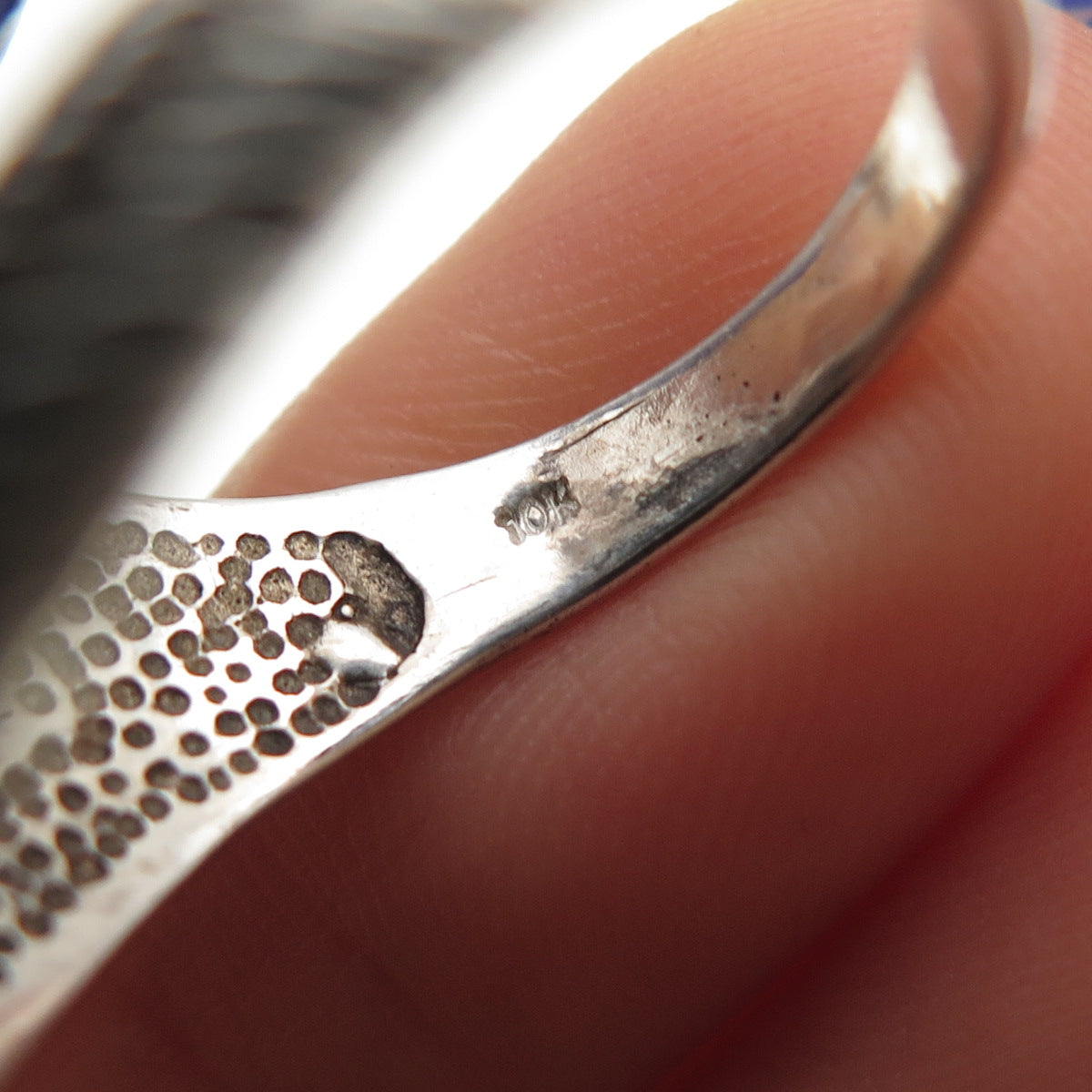 925 Sterling Silver 10K Yellow & Rose Gold Vintage Black Onyx Eagle Ring Size 10