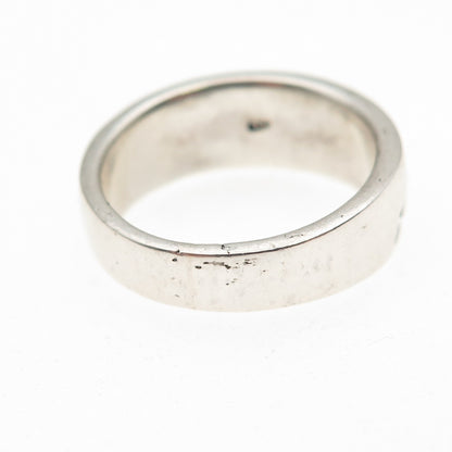 925 Sterling Silver Vintage Tribal Symbols Oxidized Ring Size 7