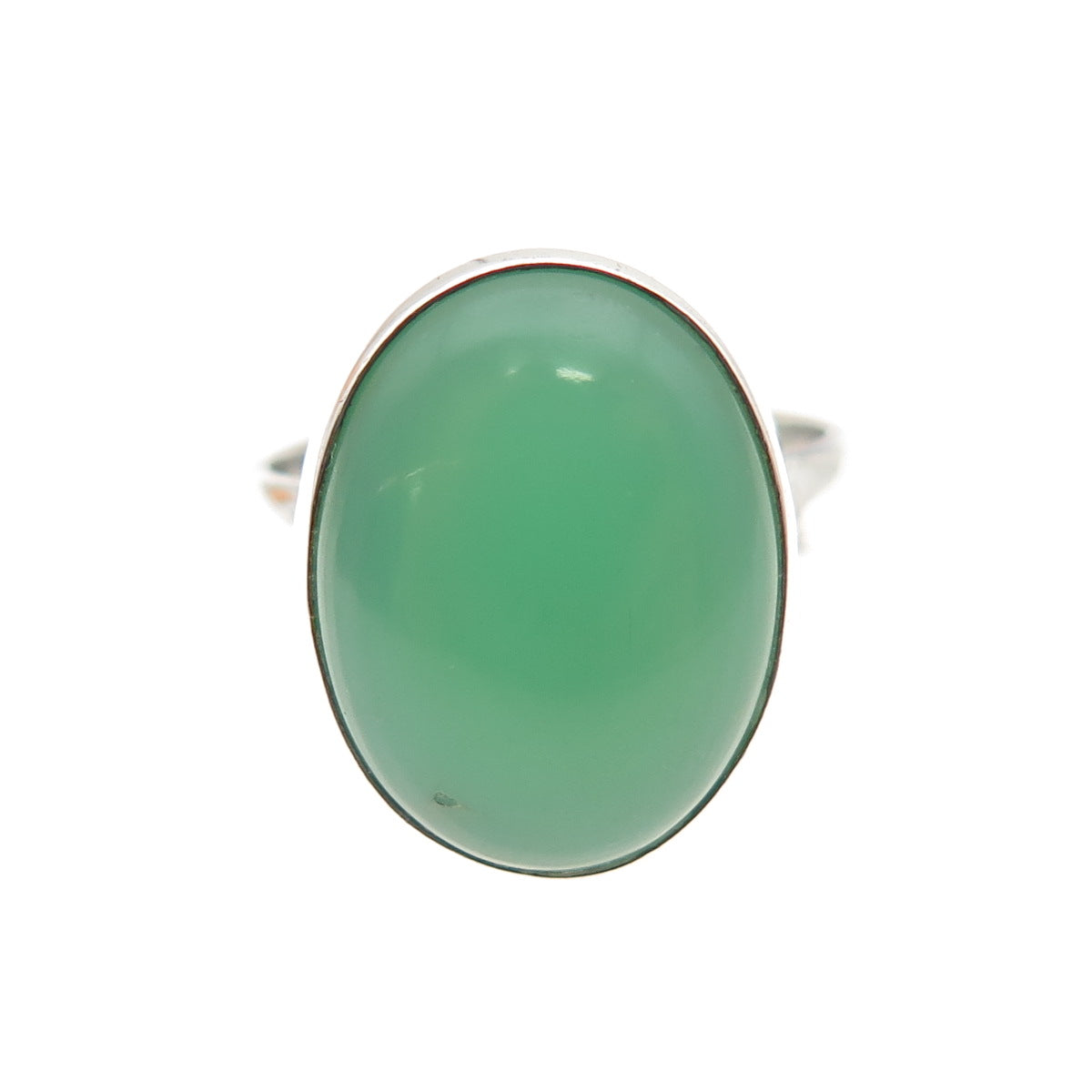 925 Sterling Silver Vintage Real Cabochon Chrysoprase Ring Size 5