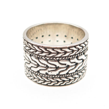 ANNIKA WITT 925 Sterling Silver Vintage Oxidized Wide Band Ring Size 8