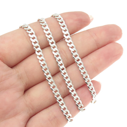 925 Sterling Silver Italy Cuban Chain Necklace 18"