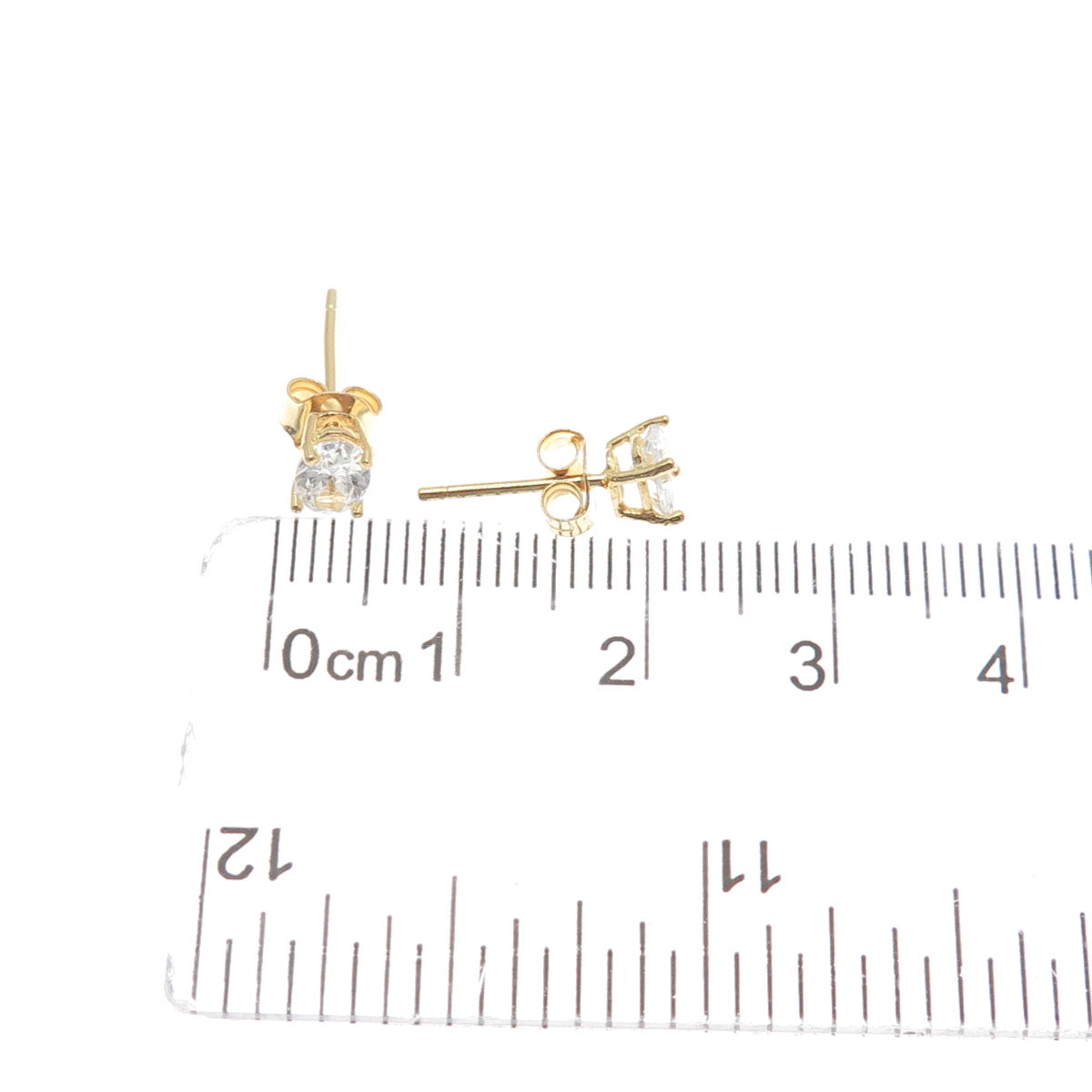 925 Sterling Silver Gold Plated Oval-Cut C Z Stud Earrings