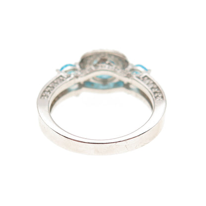 925 Sterling Silver Blue & White C Z Ring Size 5.25