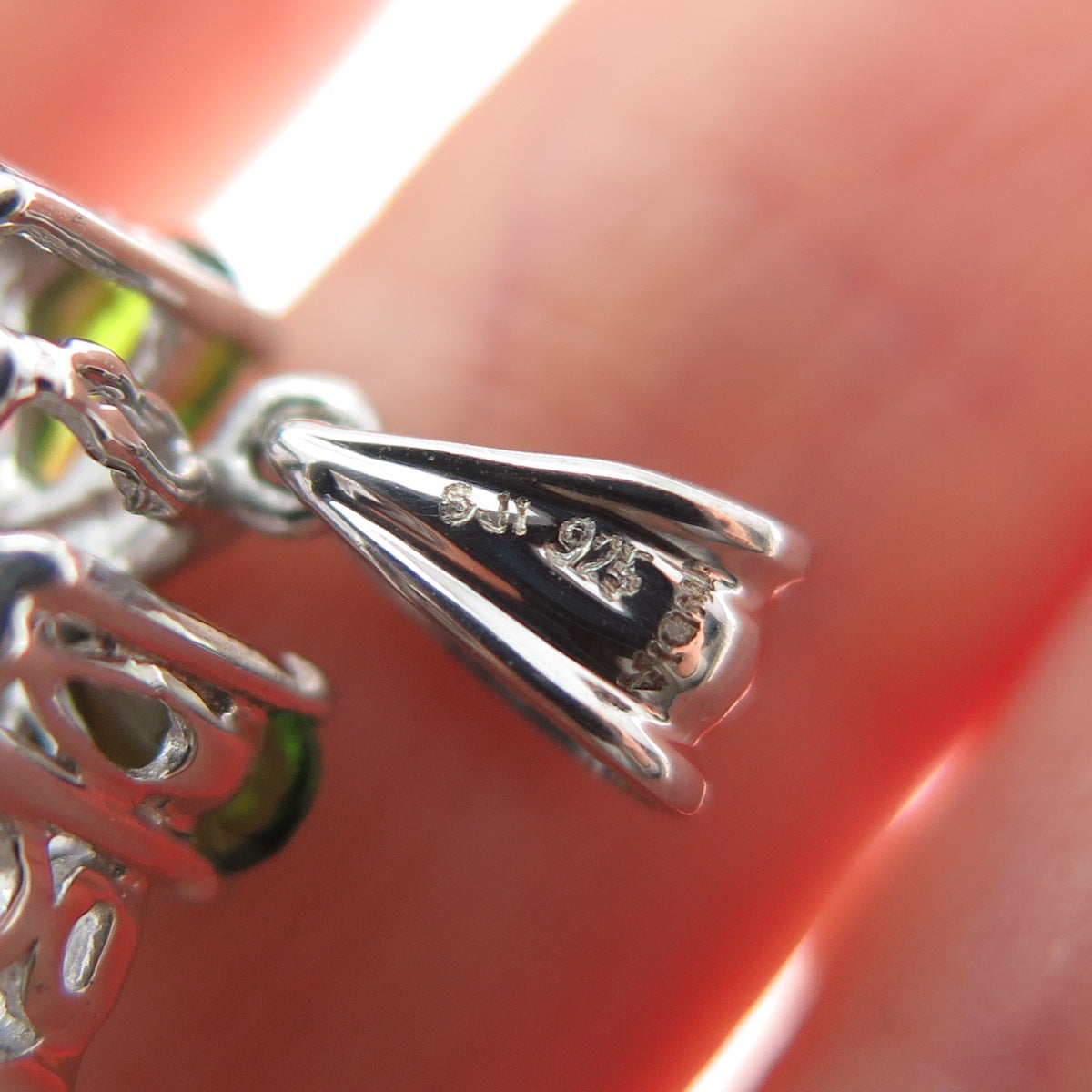 925 Sterling Silver Real Amethyst Green Tourmaline & White Topaz Pendant