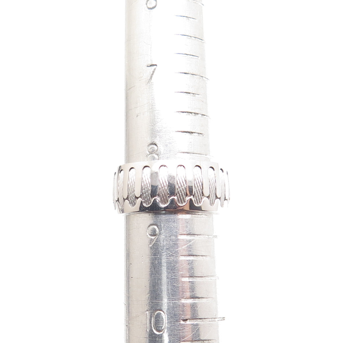 NEOS 925 Sterling Silver Textured Sewing Stitches Band Ring Size 8.75
