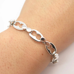 925 Sterling Silver Vintage Anchor Mariner Link Bracelet 6"