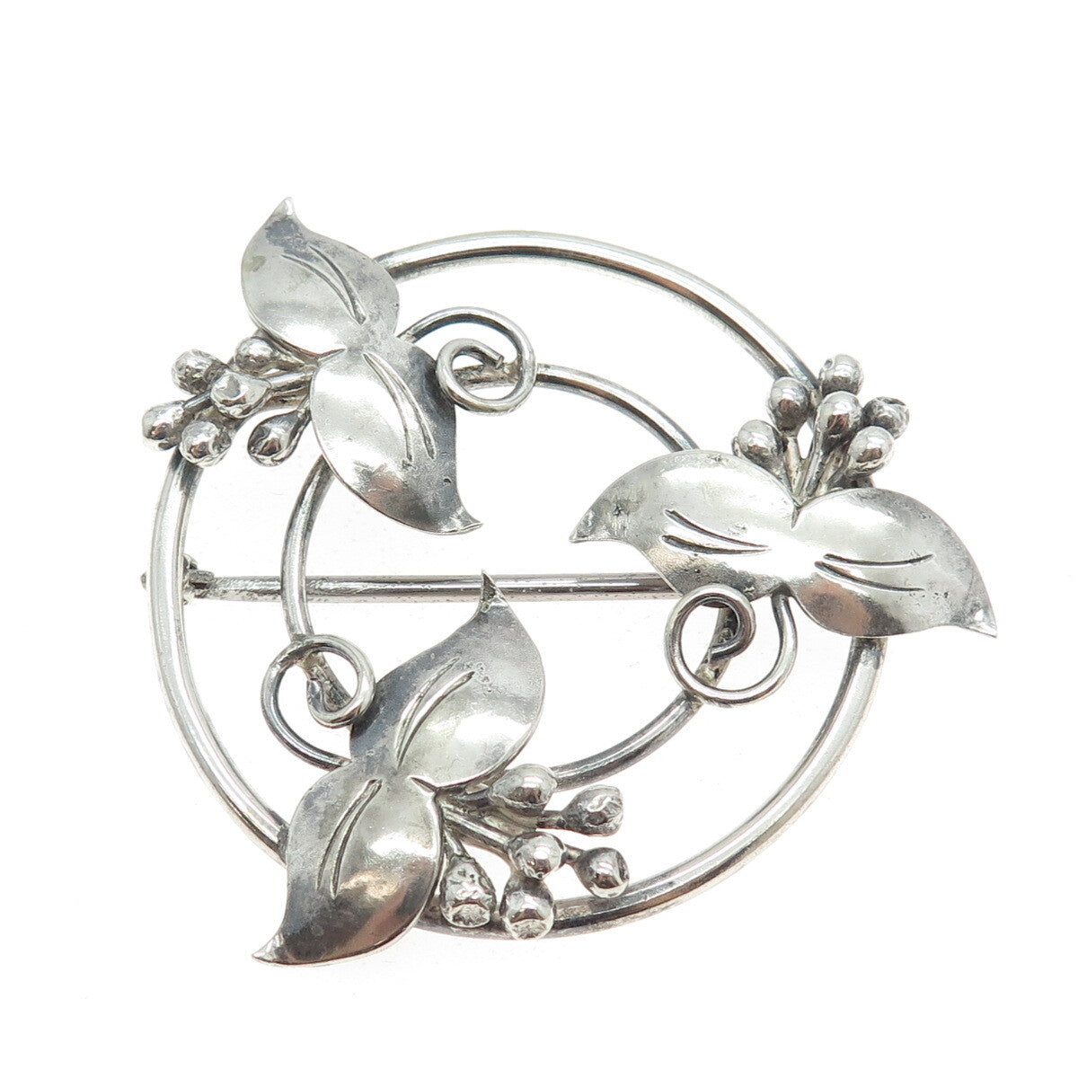 925 Sterling Silver Antique Art Deco Lily Floral Pin Brooch