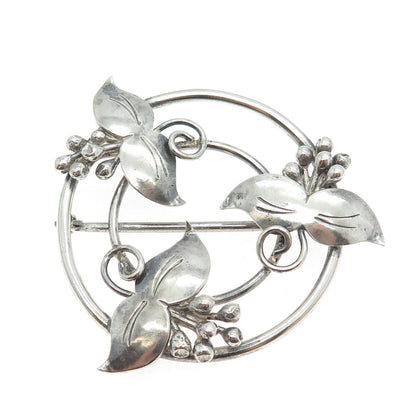 925 Sterling Silver Antique Art Deco Lily Floral Pin Brooch