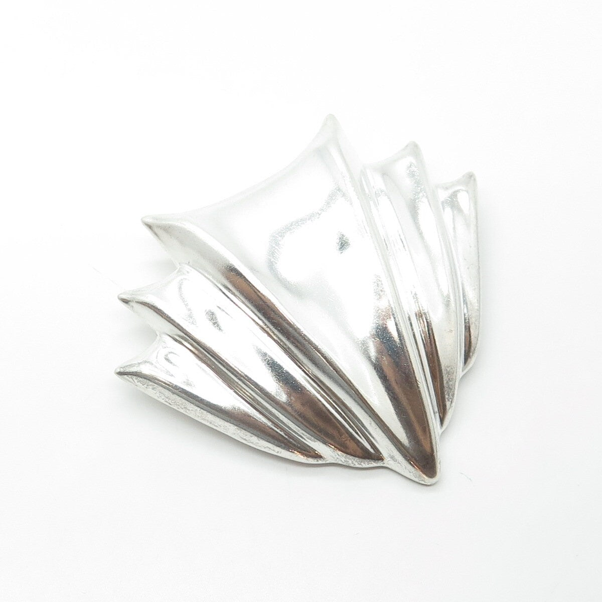 925 Sterling Silver Vintage Ribbed Pin Brooch