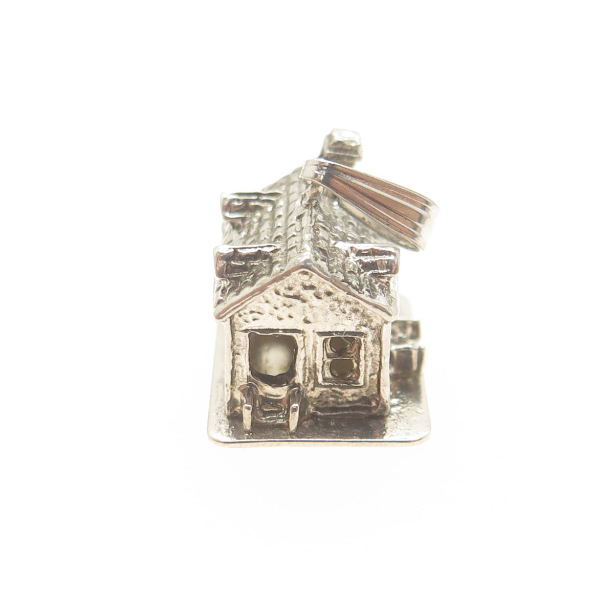 925 Sterling Silver Antique Art Deco Old Town House Minimalist Charm Pendant