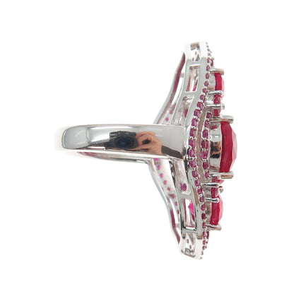 DSMK 925 Sterling Silver Lab-Created Pink Sapphire & Ruby Ring Size 7.25