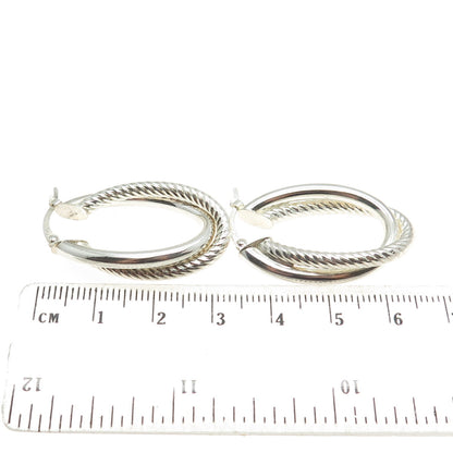 JCM Jacmel Mauritius Sterling Silver Vintage Diamond-Cut Crossover Hoop Earrings