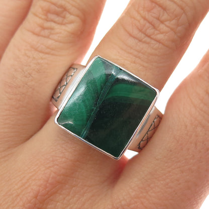 PHLD PlayHardLookDope 925 Sterling Silver Real Malachite Ring Size 11.5