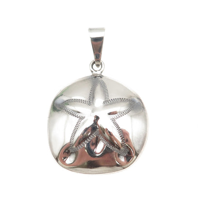ANNIKA WITT 925 Sterling Silver Vintage Mexico Sand Dollar Oxidized Pendant