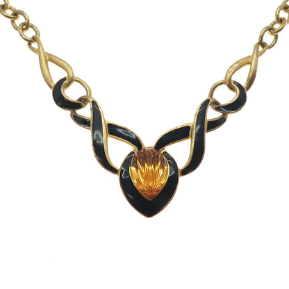 TRIFARI Gold Plated Vintage Enamel & Glass Infinity Cable Chain Necklace 18"