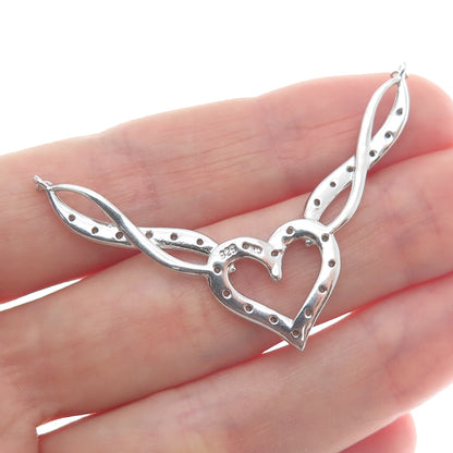 CHARLES WINSTON 925 Sterling Real Diamond Heart Infinity Centerpiece Pendant