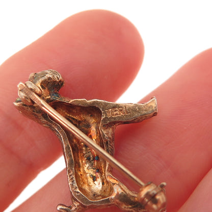 925 Sterling Silver Gold Plated Vintage Schnauzer Dog Pin Brooch