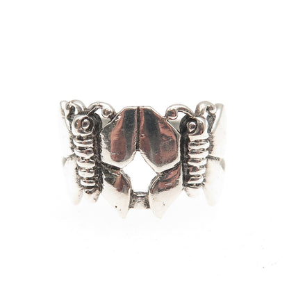 925 Sterling Silver Vintage Butterfly Oxidized Ring Size 6