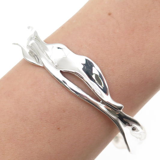 HAGIT GORALI 925 Sterling Silver Vintage Israel Modernist Bangle Bracelet 8.75"