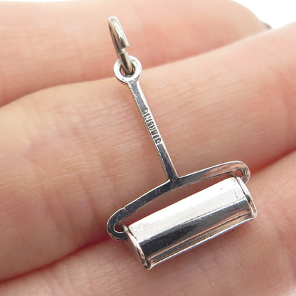 925 Sterling Silver Antique Art Deco Dust Scoop Oxidized Minimalist Pendant