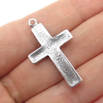 925 Sterling Silver Vintage Cross Oxidized Charm Pendant