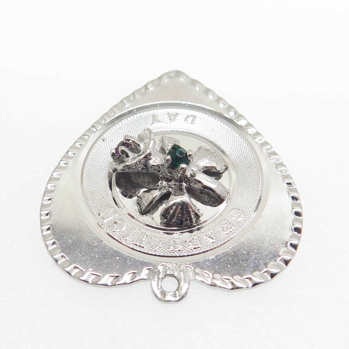 TOWN & COUTRY Sterling Silver Vintage Rhinestone "Graduation Day" Heart Pendant