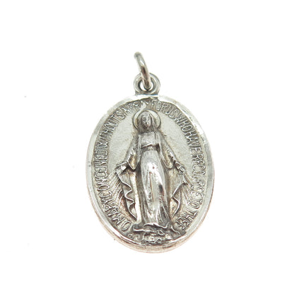 CHAPEL 925 Sterling Silver Antique Art Deco 1830 St. Mary Religious Pendant