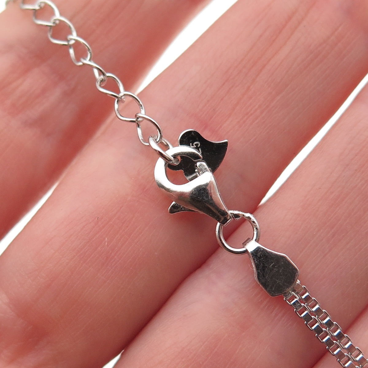 925 Sterling Silver Round-Cut C Z Evil's Eye Double Box Link Bracelet 7-8"